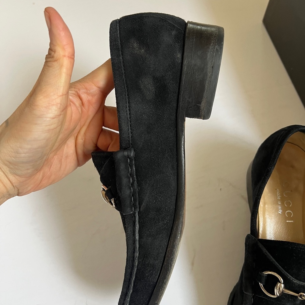 Gucci Black Suede Horsebit Slip-On Loafers - Picture 11 of 12